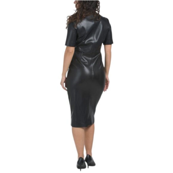 ELIE TAHARI The Adair Faux Leather Zip Dress - Picture 2 of 2